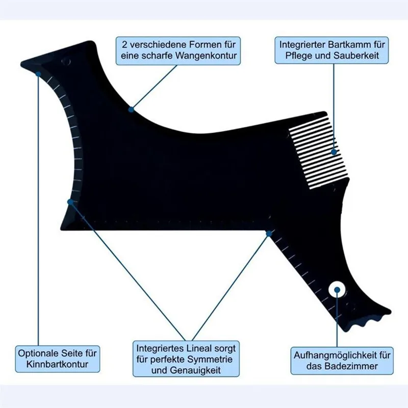 Двусторонний мужской шаблон для укладки бороды расческа мужчин внешний вид