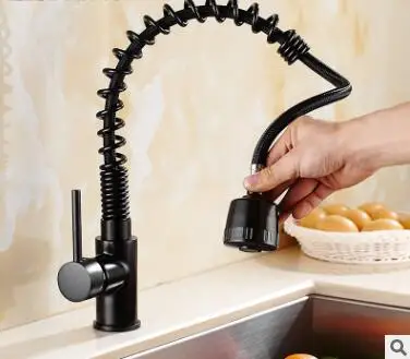 Кухонный выдвижной кран пружинный для раковины горячей и холодной воды |