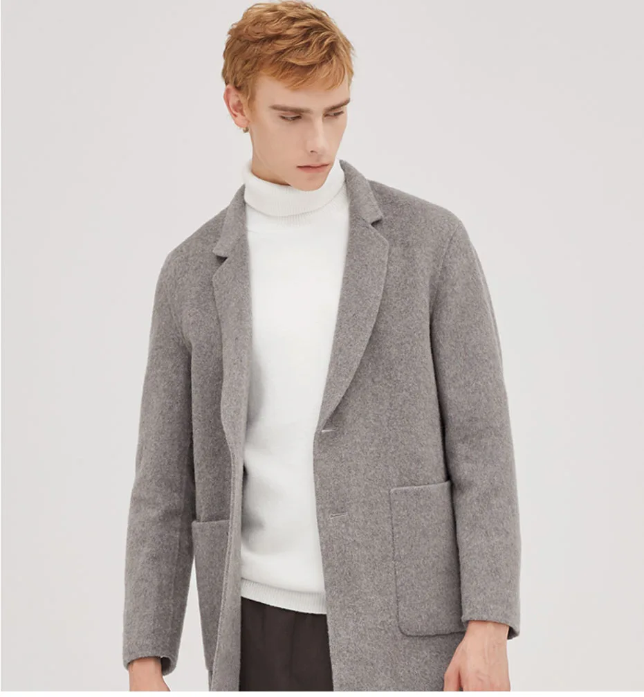 Markless, Мужская шерстяная куртка средней длины и пальто, jaqueta masculina,, зимнее толстое теплое шерстяное пальто, chaqueta hombre, WTA8163M