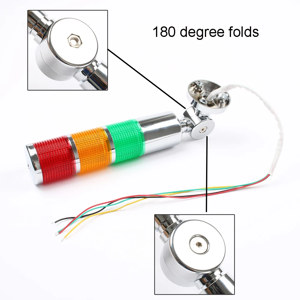 12V 24V Safety Stack Lamp Red Green Yellow Flash Industrial Tower Signal Light LED Sliver indicator light 3 layer with base