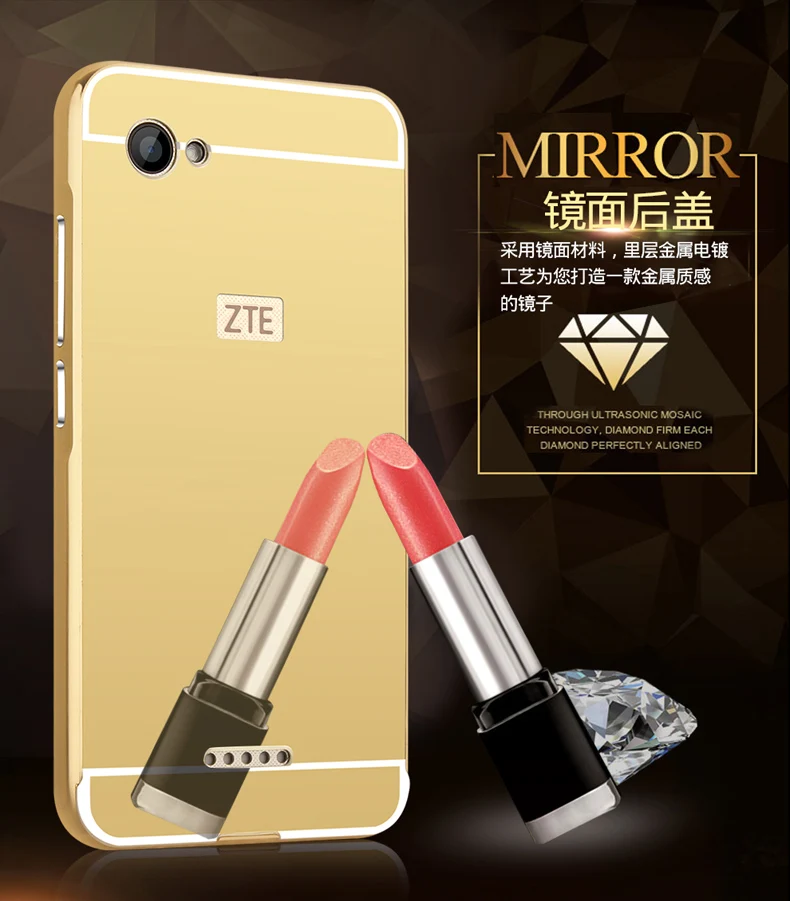 Для ZTE лезвие A601 случае роскошный тонкий металлический Алюминий сплава рама зеркала задняя крышка телефона чехол для ZTE лезвие a601 чехлы
