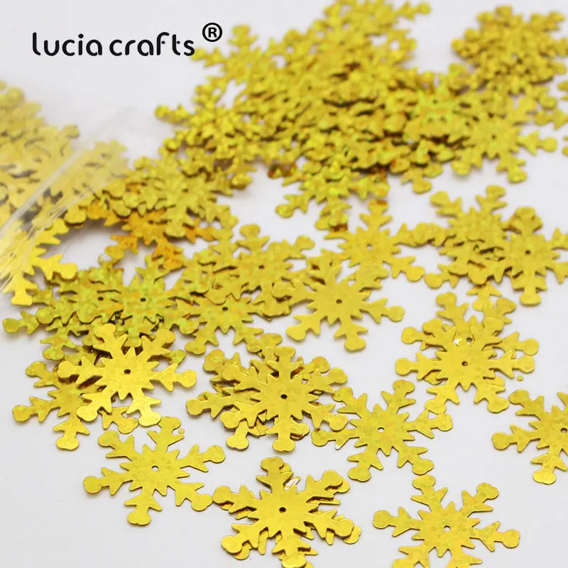 Продажа Lucia crafts 10 г 20 мм Золотая Снежинка Радужная чашка блестящий зажим для