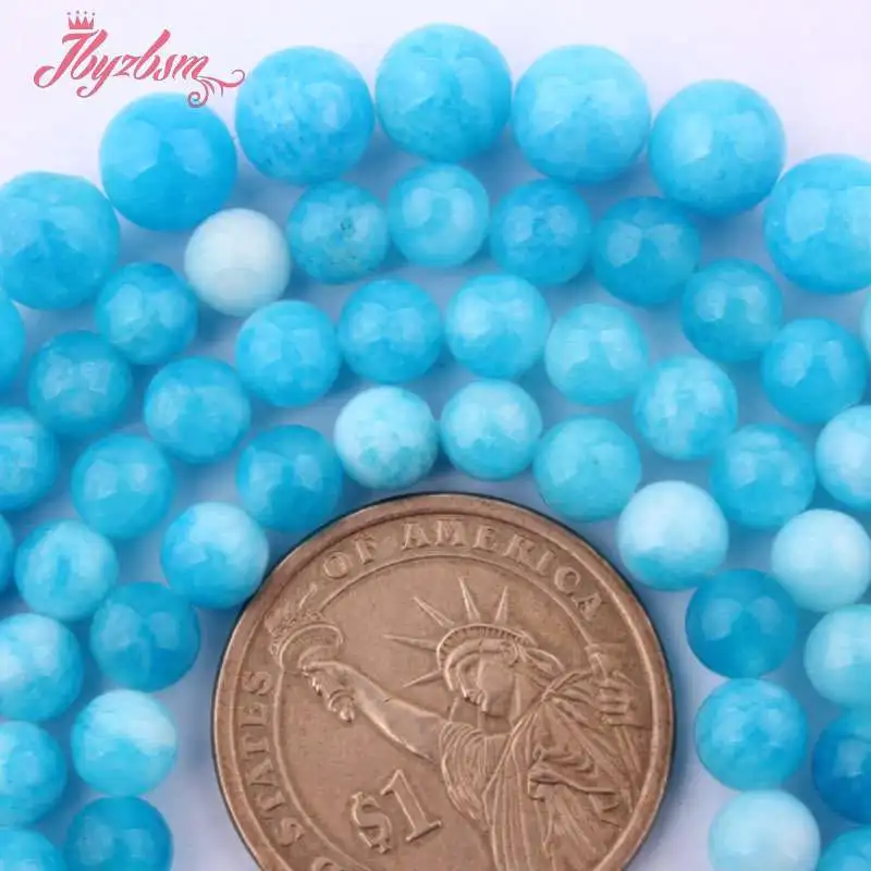 6 8 10 12mm Smooth Round Beads Ball Candy Skyblue Jades Stone For Necklace Bracelets Jewelry Making 15&quot Free Shipping | Украшения и