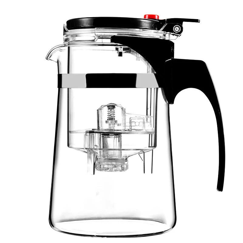One Button Filter Convenient Teapot High Quality Heat Resistant Glass Teapots Indoor Office Puer Coffee Teaware with Strainer | Дом и сад