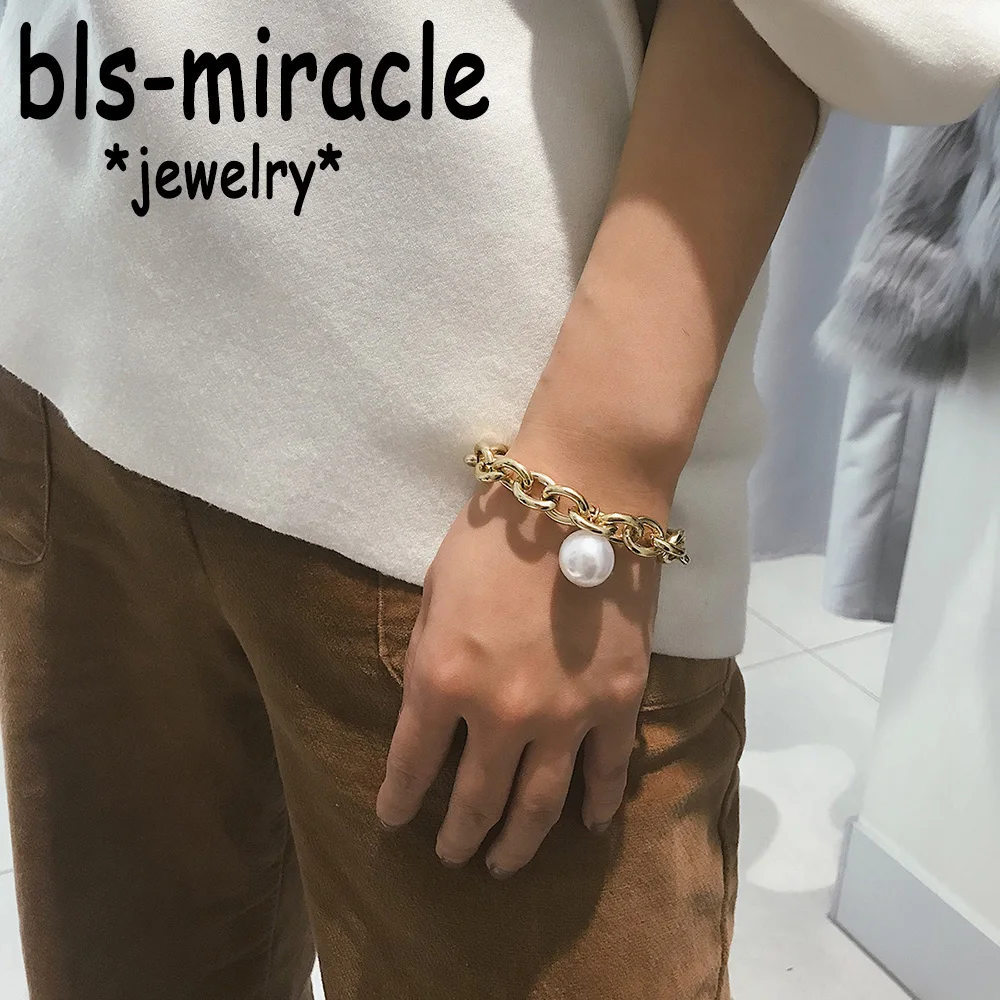 Bls miracle Boho имитация жемчуга браслеты с подвесками для женщин массивный толстый