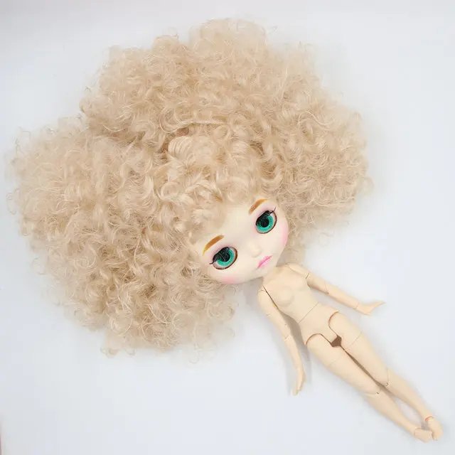 nude doll Фабрика blyth кукла BL3139 светлые афро волосы резные губы мате лицо с бровей сустава тела 1/6 bjd - Цвет: nude doll