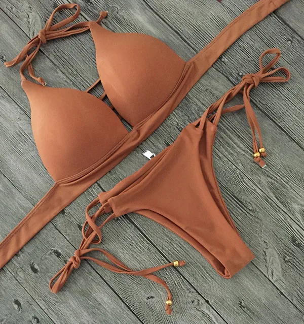 Бикини 2017 сексуальное бикини женский купальник с пуш апом бандаж вырезом