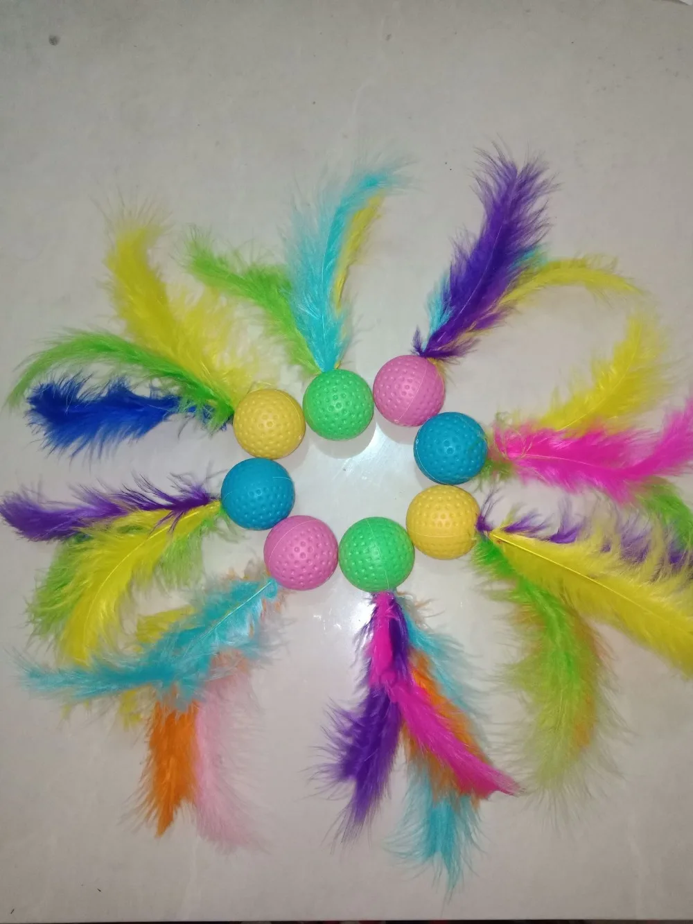 

20pcs/lot Pet Toy Plastic bell Colorful Chew for Dogs Cats Puppy Kitten Soft Feather plastic Ball