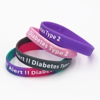 50pcs medical alert type 2 diabetes insulin dependent silicone wristband armband nurse diabetic bracelets bangles wholesalesh138