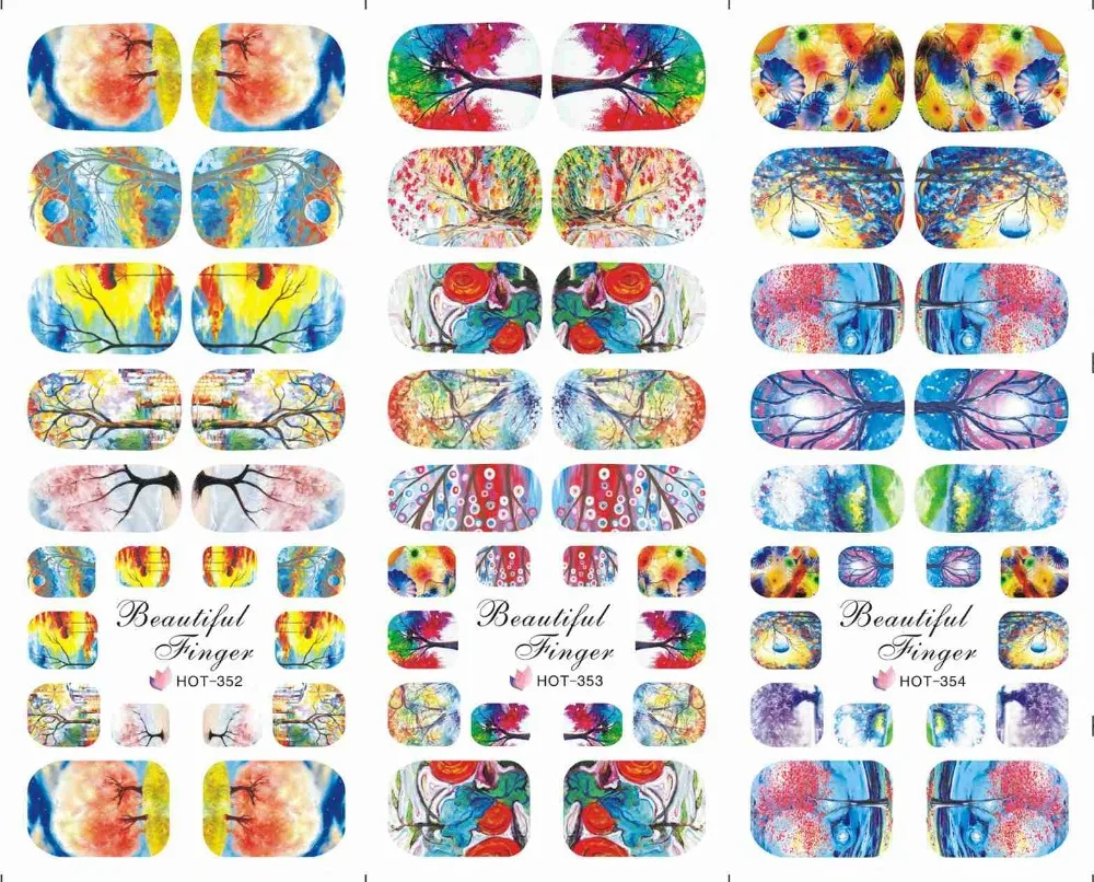 3 листа типсов/ЛОТ цветной цельный чехол наклейки на ногти цветок небо размер