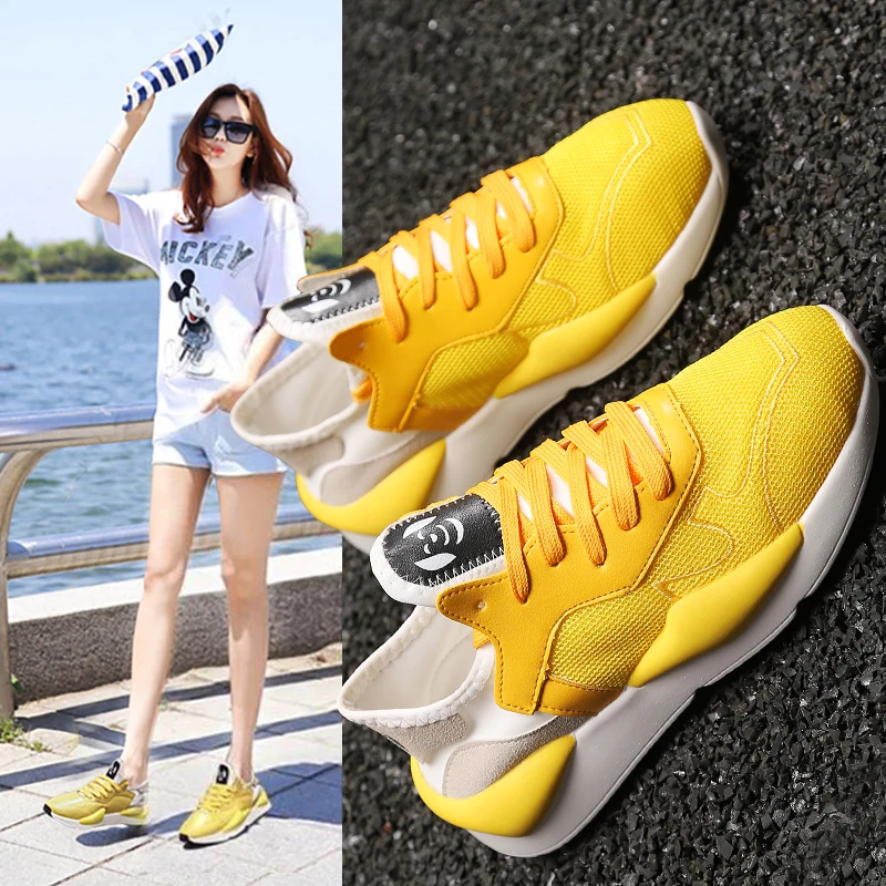 Воздушный с сетчатой тканью дышащая повседневная женская обувь в Корейском