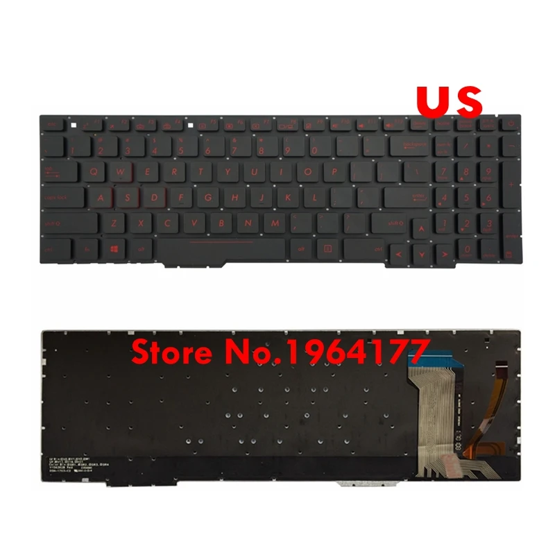 Черная клавиатура с раскладкой США для Asus FX53VD FX53VW FX753VD FX753VE подсветкой|Клавиатуры
