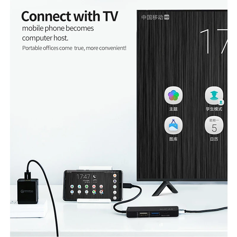 AUCAS 4 в 1 USB 3,0 концентратор адаптер Тип C к HDMI usb-хаб адаптер для MacBook Micro USB 3,0 док-конвертер аксессуары для ПК
