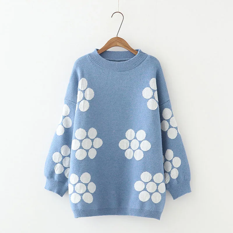 Осенне-зимний свитер в горошек Mujer большие размеры повседневные утепленные