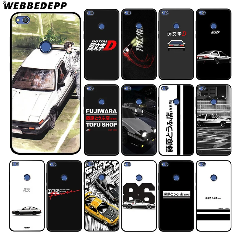 WEBBEDEPP INITIAL D AE86 Soft Silicone Case for Huawei Honor Mate 20 10 8X 8C 8 6A 7A 7X 7C Lite Pro TPU |