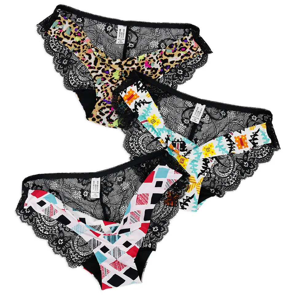 Трусики женские кружевные с низкой посадкой 3 шт./лот|Женские трусики| |