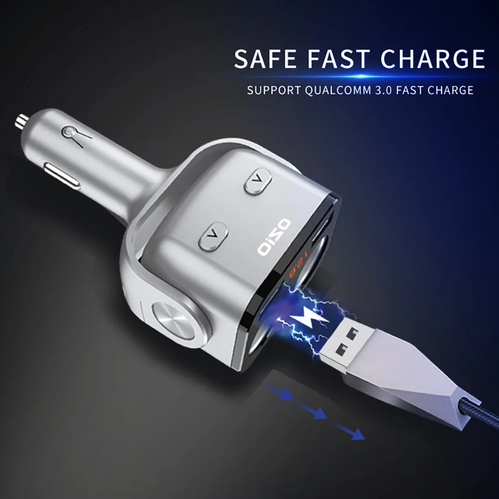 QC3.0 2.4A Dual USB charger Car Cigarette Lighter Splitter Socket Adapter 90W LED Control Voltage Auto Converter Plug | Автомобили и