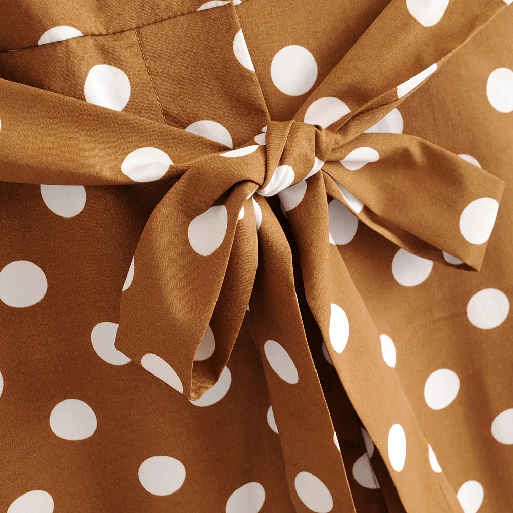 Комбинезон в горошек с перекрестным воротником стиле ретро комбинезон широкими