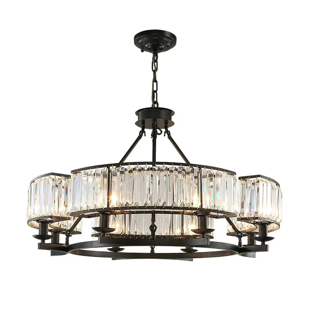 

Vintage Loft Style Crystal Lighting Fixture Bronze Black Crystal Chandelier Lamp Shade lamps for Living Room E14 Led lamp