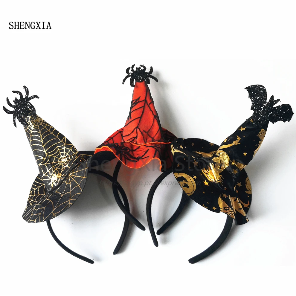 Новый Хэллоуин паук обруч для волос шляпа ведьмы призрак Фестиваль летучая мышь