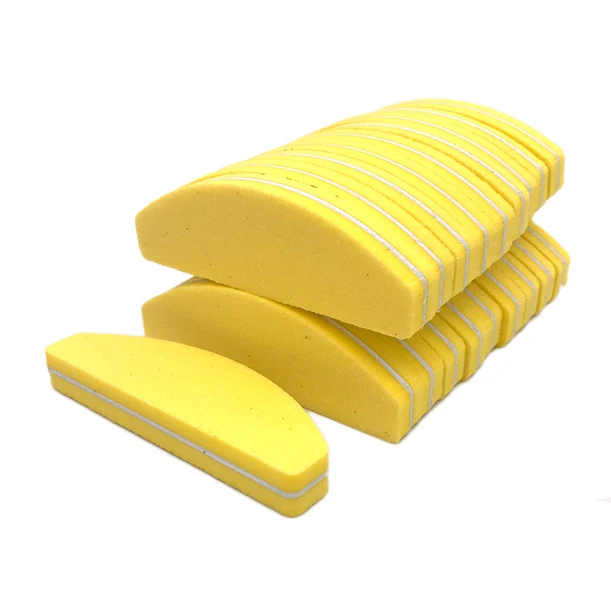 Yellow Новинка, 5 шт./лот, цветная Лунная пилочка для ногтей, буферный блок полировки ногтей, маникюрный лак, шлифовальный 100/180, губка, Nagel Vijl, мини пилки для ногтей - Цвет: Yellow