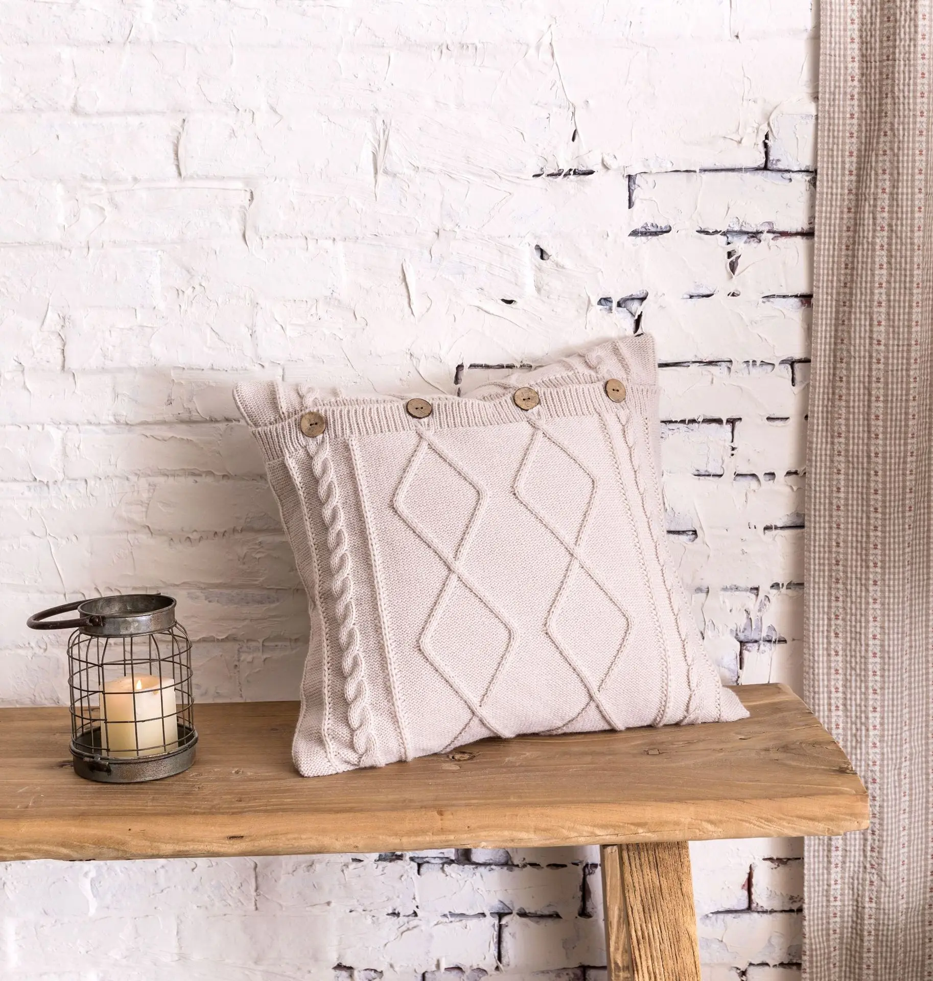 45x5 см винтажный Чехол для подушки твердый вязаный квадратный бежевый чехол