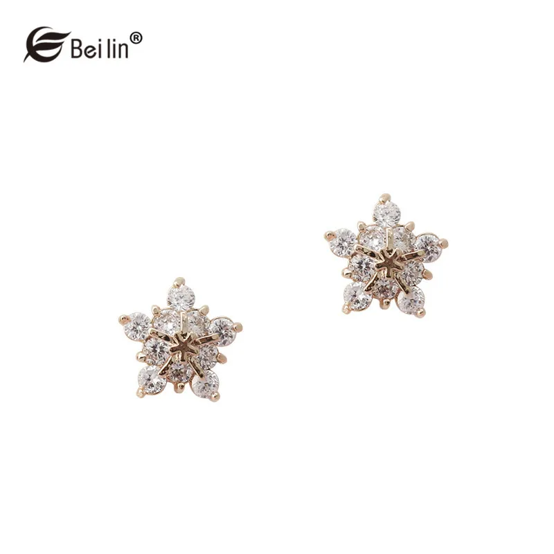 2018 Новая мода милый цветок серьга проложили блестящие AAA кубического циркония
