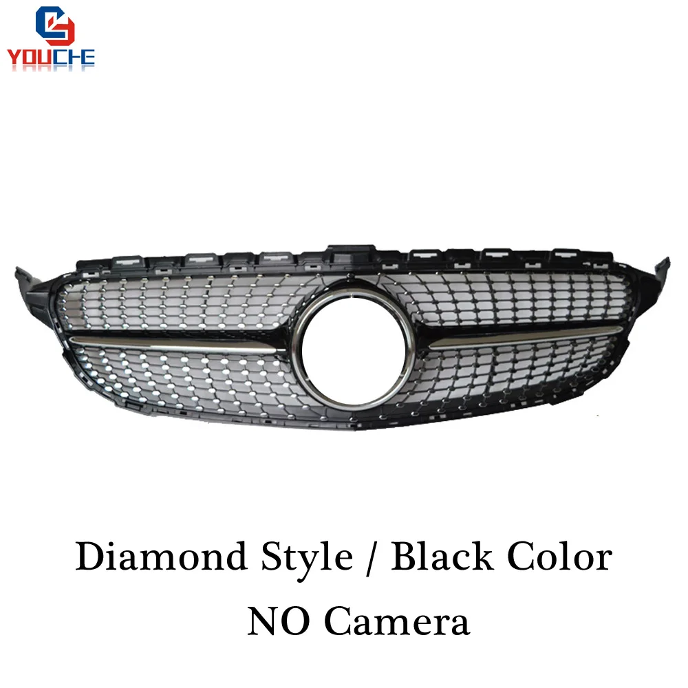Diamond Black Решетка Переднего Капота W205 для Mercedes C W205 AMG посылка C180 C200 C250 C300 C350- GT/Diamond/AMG стильная решетка - Цвет: Diamond Black