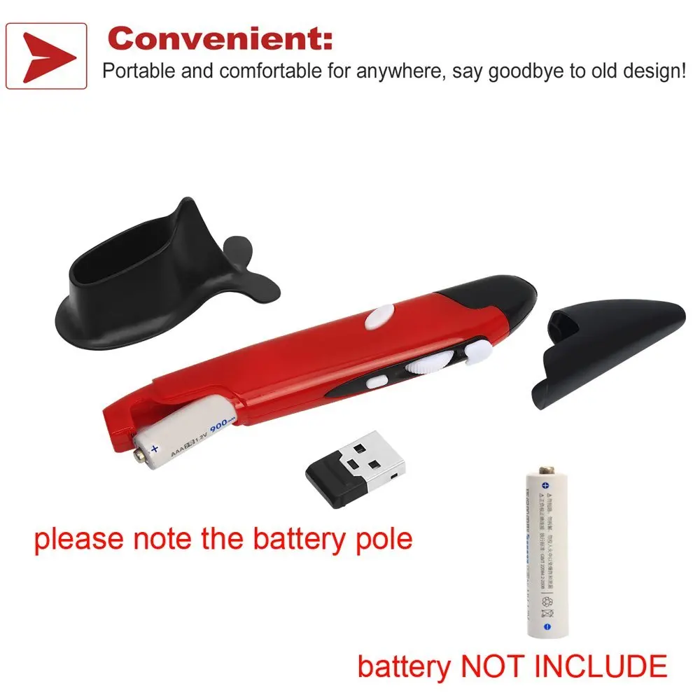 Портативный 2 4G беспроводной Регулируемый 800/1200/1600 DPI USB оптическая Ручка мышь с