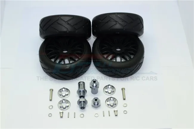 1/10 AXIAL YETI 90026 ALLOY FRONT &amp REAR HEX ADAPTERS+RUBBER ON-ROAD RADIAL TIRES WITH PLASTIC WHEELS-SET YT88910/0823 | Игрушки и
