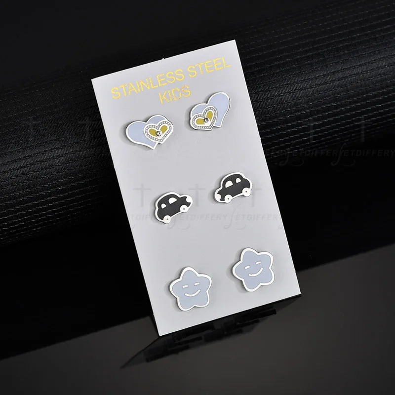 

Letdiffery 316L Stainless Steel Cute Earrings for Women Love Heart Car Pentagram Stud Earrings Charm Female Jewelry