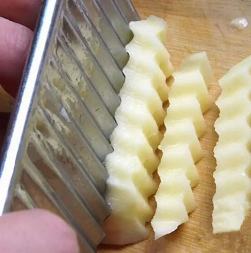 Новый из нержавеющей стали картофельный чип тесто Овощной морщинки волнистый