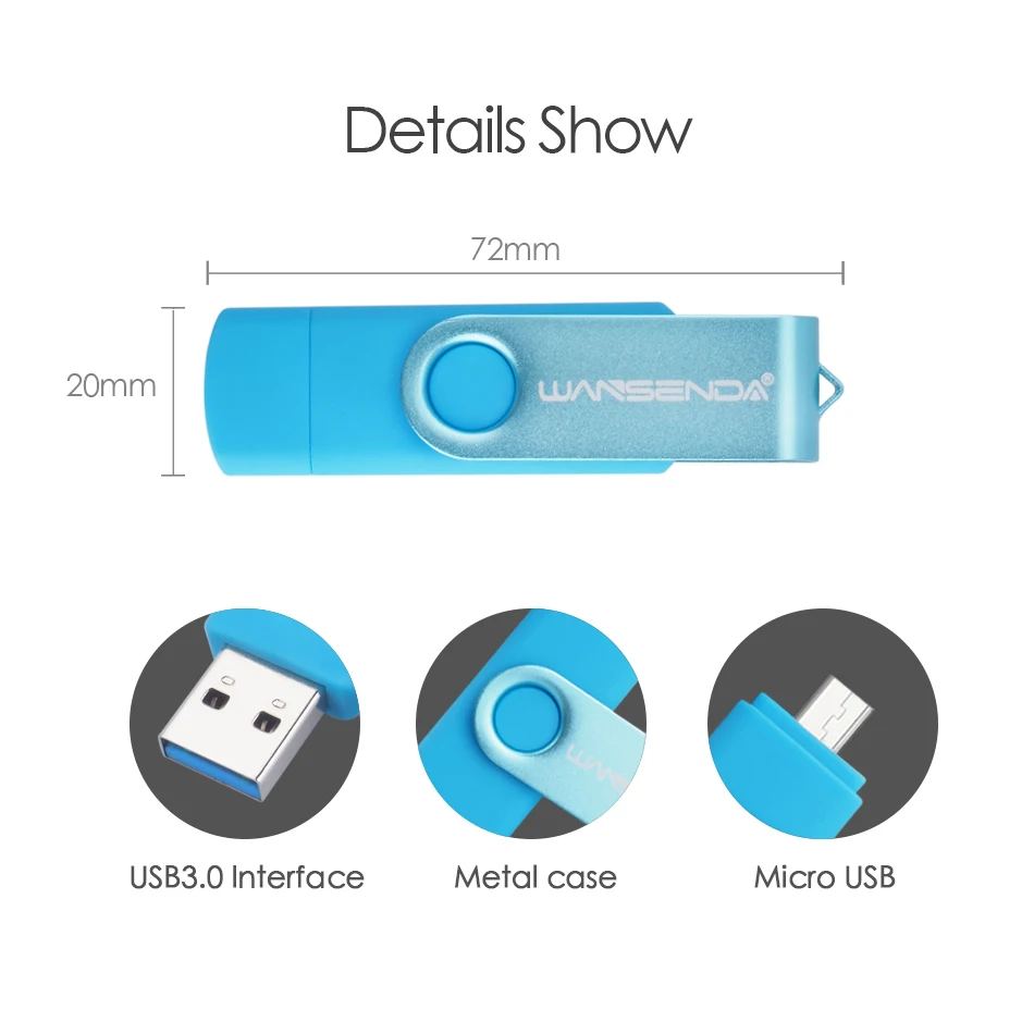 WANSENDA флеш накопитель USB 3 0 высокое Скорость 128 GB 64 Гб 32 16 8 USB3.0 OTG Stick Micro memoria Cel флешки