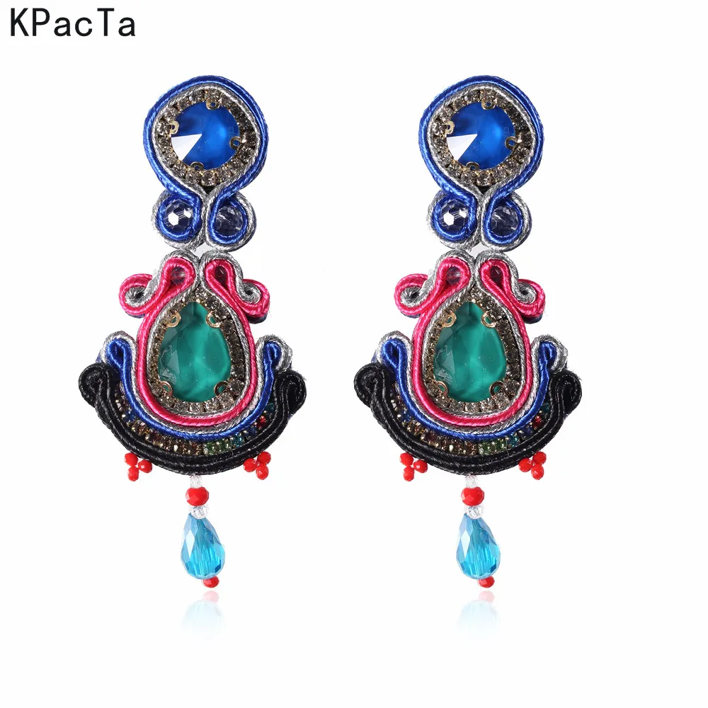 Женские кожаные серьги-подвески Soutache модные вечерние серьги ручной работы в
