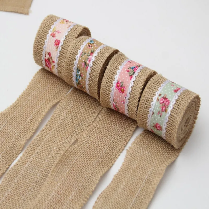 2 м натуральное искусственное кружево рулон мешковины для рукоделия свадебное