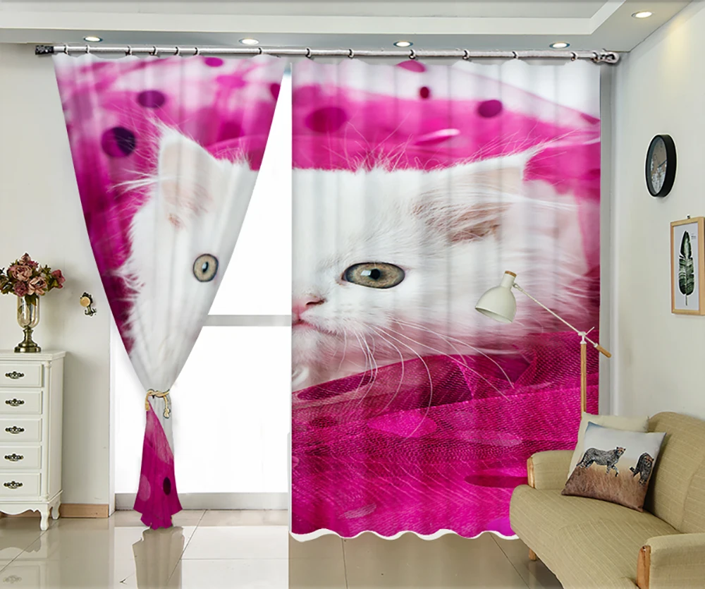 Милый белый персидский кот фото шторы затемненные шторы|Занавески| |