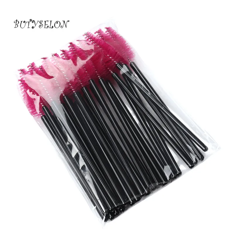 W- black rose red 200 штук ручка Одноразовые капли воды форма Косметический кисточки нейлон тушь для ресниц Wands ресницы макияж расчёски волос наращивания ресниц инст - Handle Color: W- black rose red