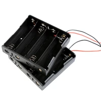 300pcslot masterfire high quality black plastic battery storage case cover 4 x 18650 batteries holder box with 6 wire leads