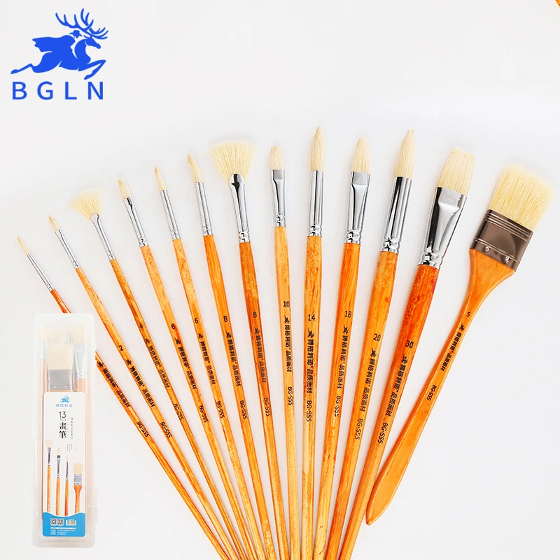 13 шт./компл. щетины волос профессиональная масла кисти для рисования масляными
