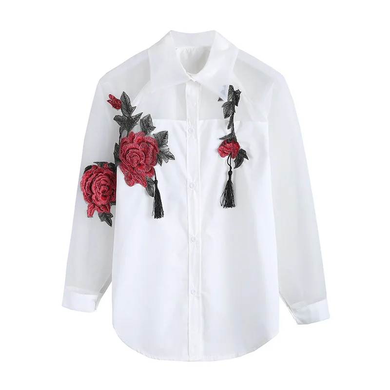 Vadim Горячая продажа Полная Блузка Плюс Размер Blusa Новая розовая вышитая рубашка