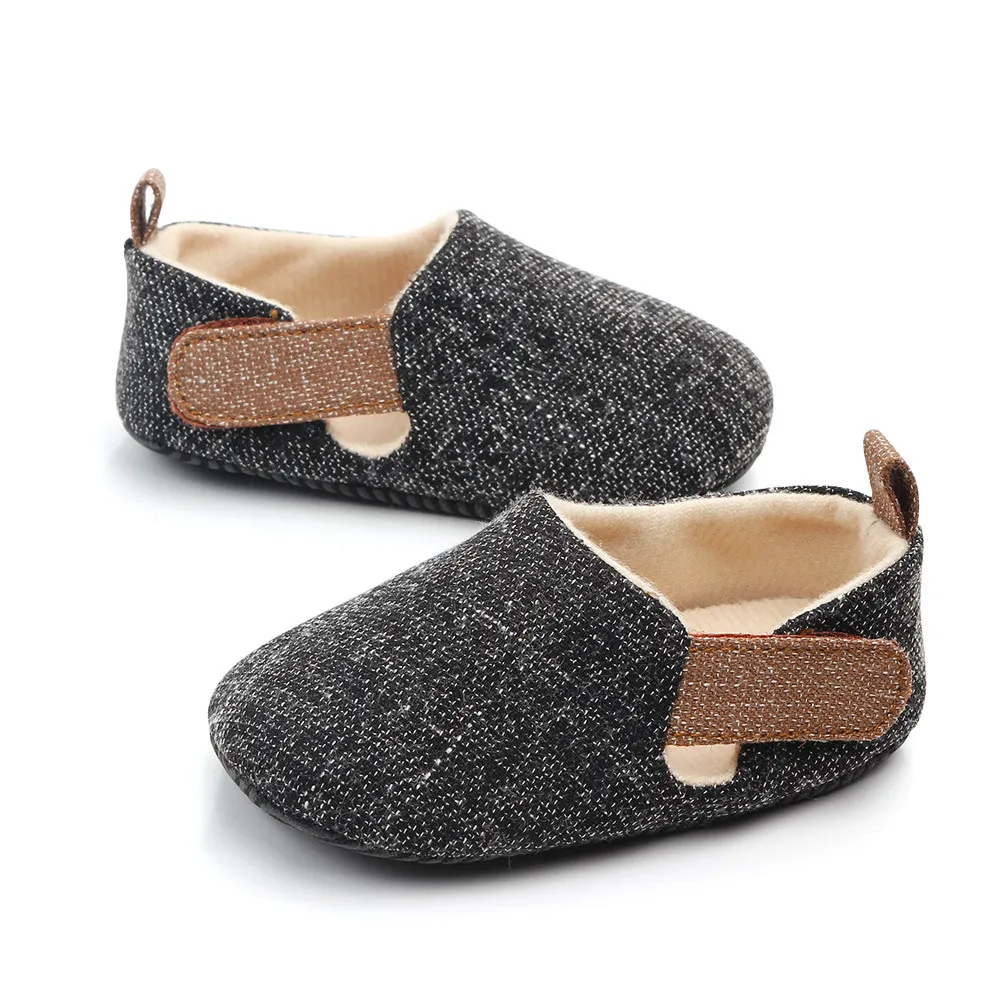 Summer Baby Shoes Walking Shoes Male and Female Treasure Soft-soled Antiskid Shoes 0-3 Years Baby Boy Boots Shoes Black Canvas
