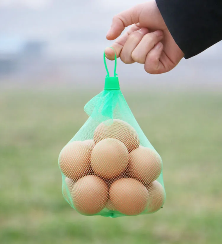 Зеленый 100 шт многоразовый сетчатый мешок для пищевых продуктов с лентой, нейлоновые сетчатые пакеты для овощей, яиц, кукурузы, капусты, фруктов, яиц, органическое хранение - Цвет: Зеленый