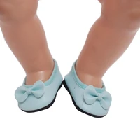 baby flat shoes with light blue bow are suitable for 43 cm dolls accessories as a gift for childrens dolls g32
