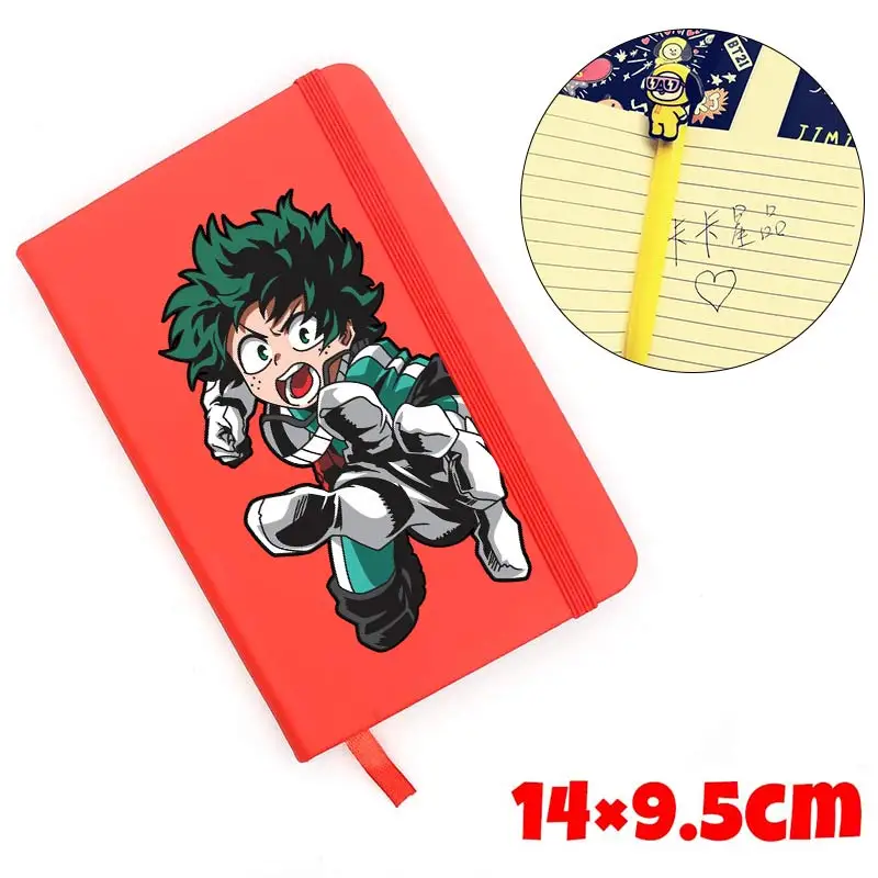Аниме Мой герой Academy Izuku Midoriya Katsuki Bakugou правит записной книгой для учебы работы