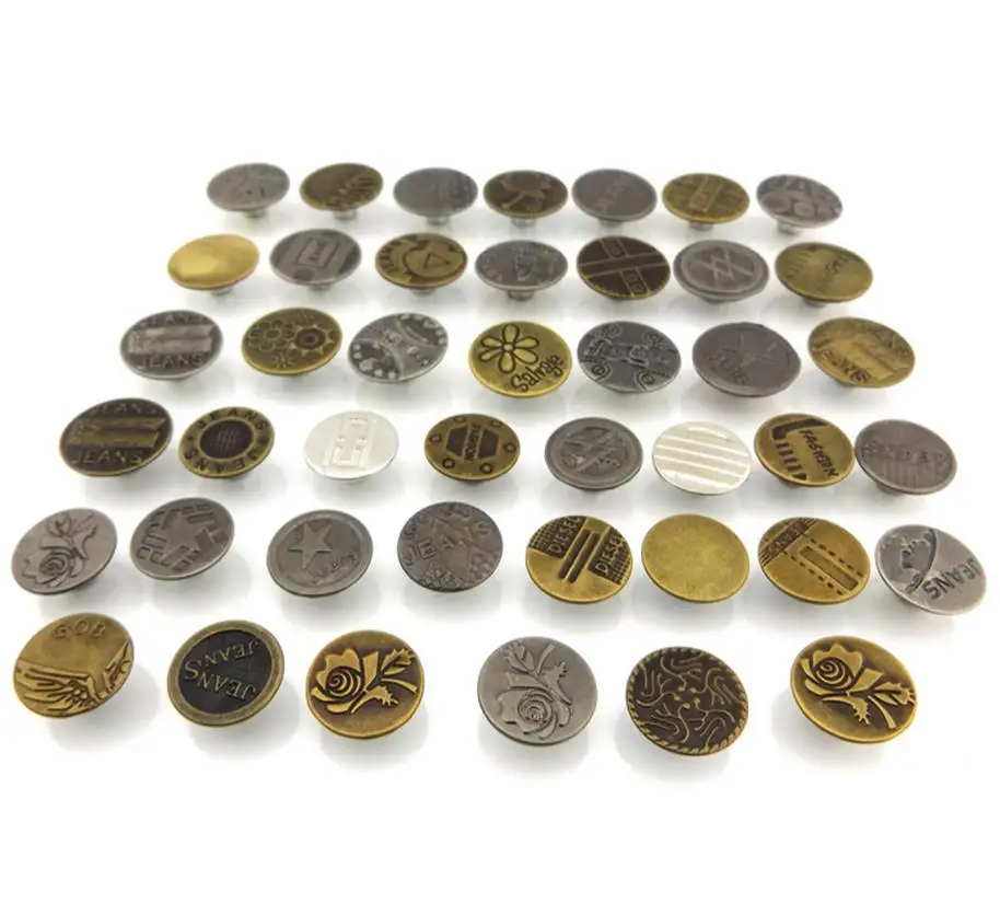 Высококачественные мужские и женские джинсы на пуговицах металлические