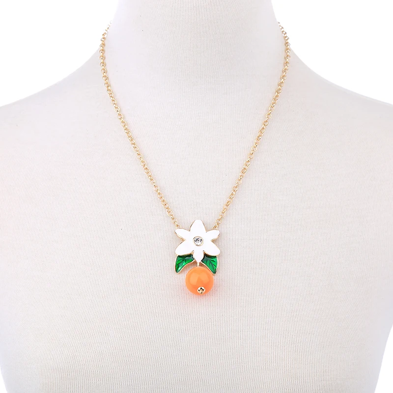 Оптовая цена милое летнее ожерелье с белым цветком оранжевое из бисера новинка