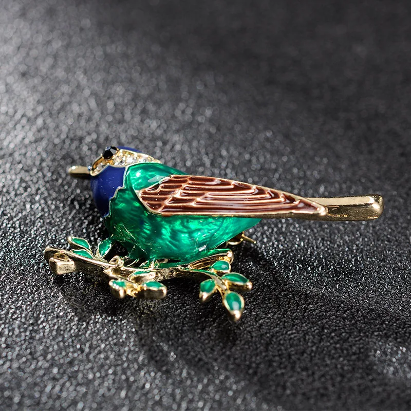 2019 Новая красочная эмаль из горного хрусталя Иволга птица брошь с растительными