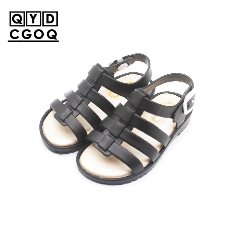 Mini Melissa/Стильные Классические римские сандалии для девочек; Новинка года; прозрачная обувь для девочек; Дышащие детские сандалии; сандалии для малышей - Цвет: Black