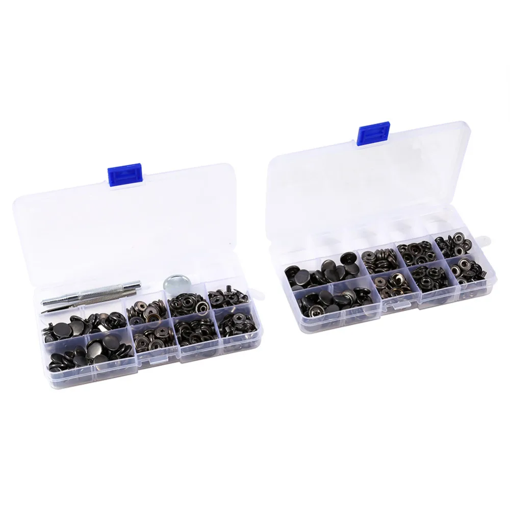 100 компл./лот 15 мм черный оснастки крепеж медный пресс шпилька кнопка с установкой