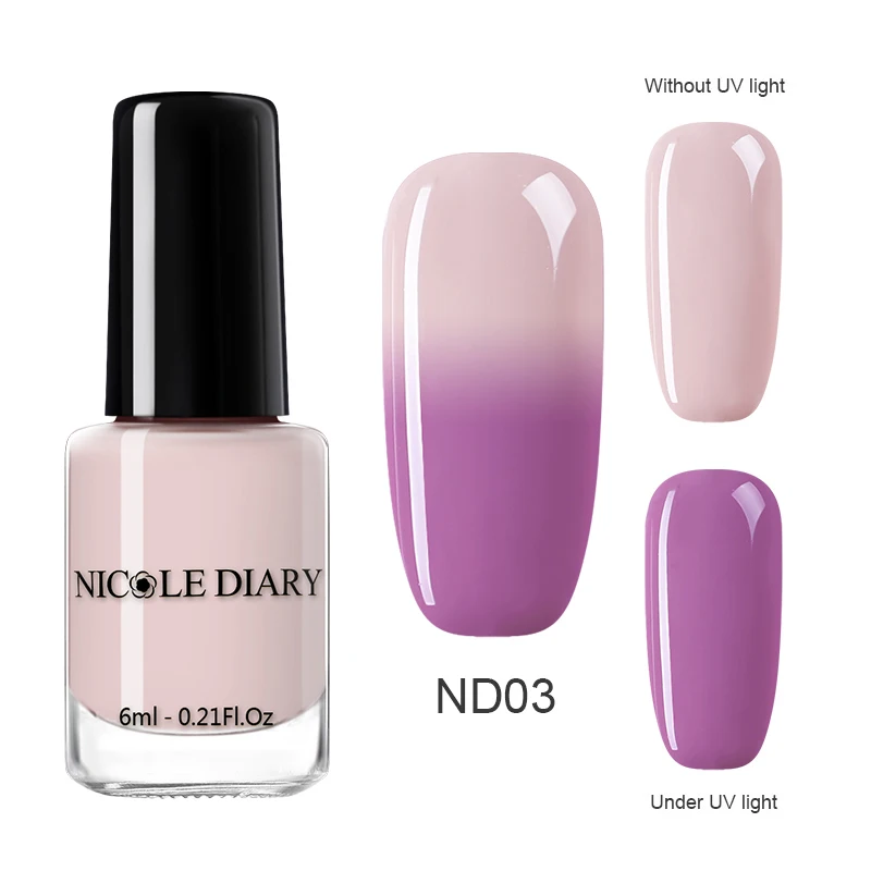 ND03 NICOLE DIARY 6 мл Отшелушивающий лак для ногтей, чувствительный к солнечному свету, меняющий цвет, лак для ногтей, цветной лак для маникюра, лак для ногтей - Цвет: ND03